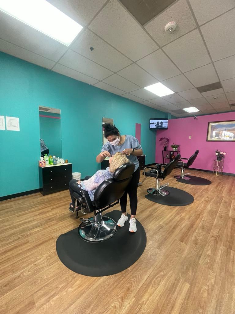 Facial treatment being applied